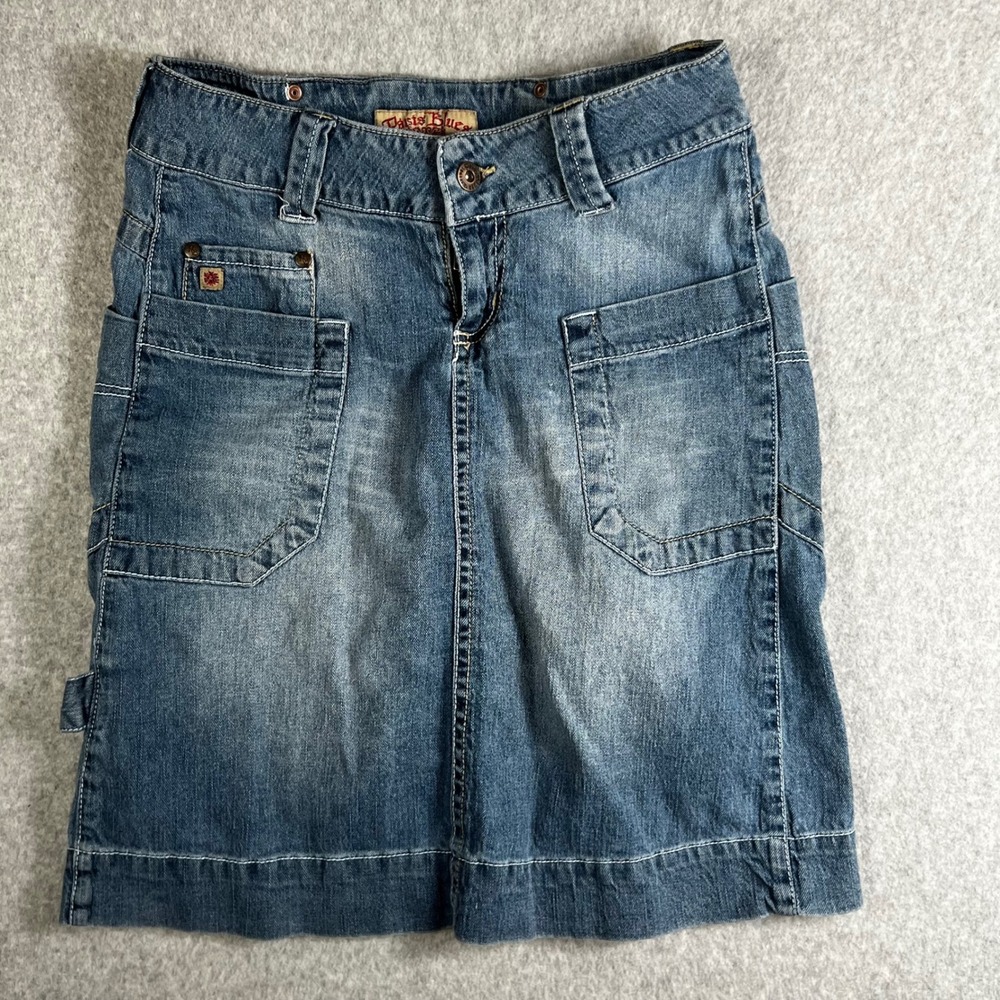 VTG Paris Blues Denim Mini Skirt 3 Blue Y2K Carpenter Loop Streetwear Hipsters‎